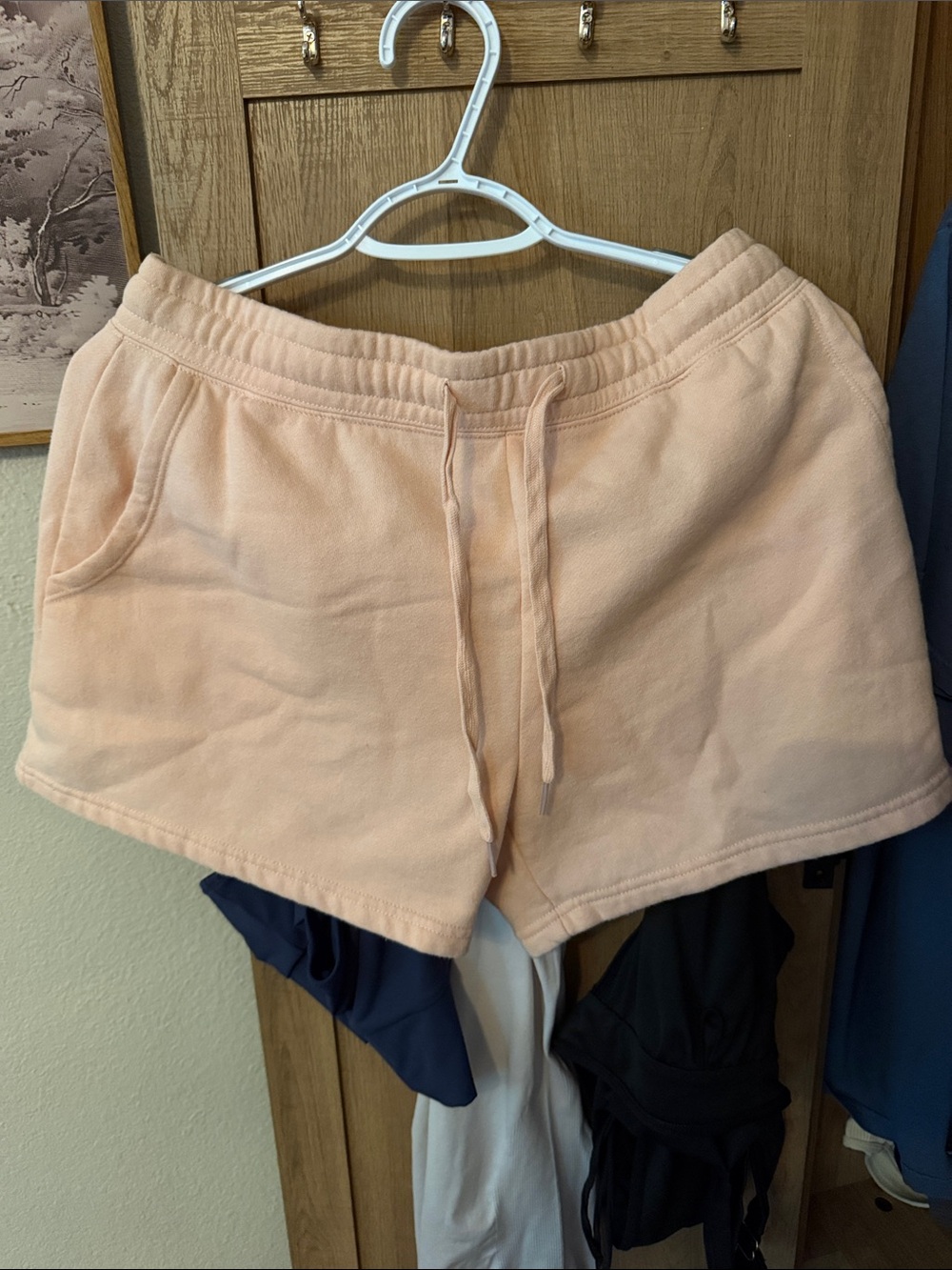 Women's Athletic Drawstring Shorts in Peach